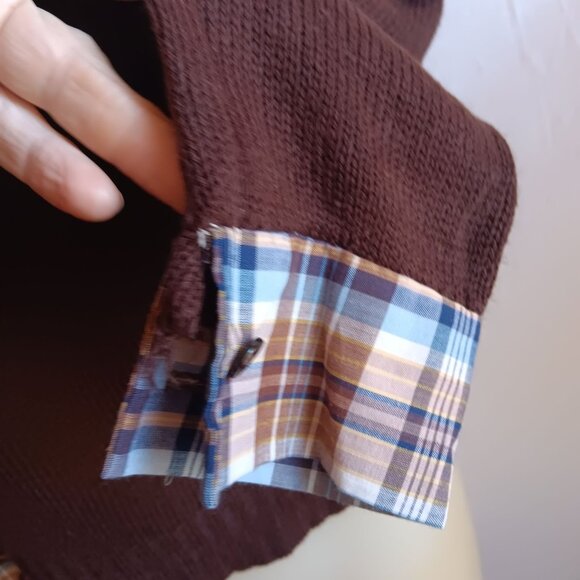 Women's Medium Vintage 70's Brown V-Neck Sweater Layered Look Cottage Granny - Picture 8 of 8